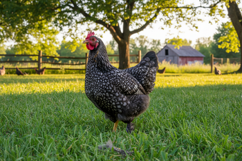 backyard hen in grass