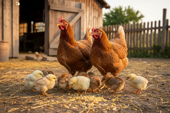 real picture of hens with chicks